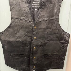 Genuine Leather Men's Black Vest